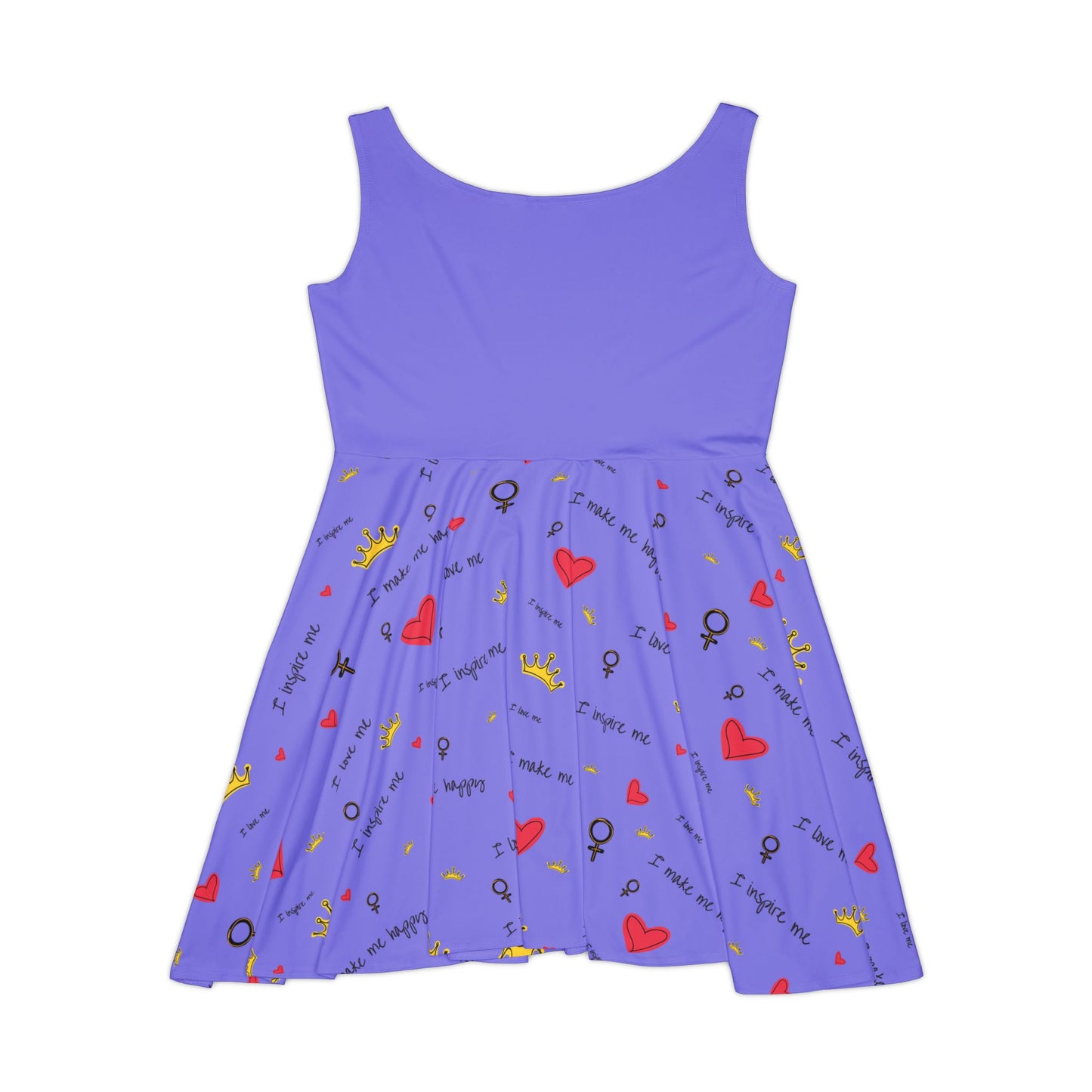 Women's Dress - Cute & Empowering 'I Love Me' Purple Skater Dress