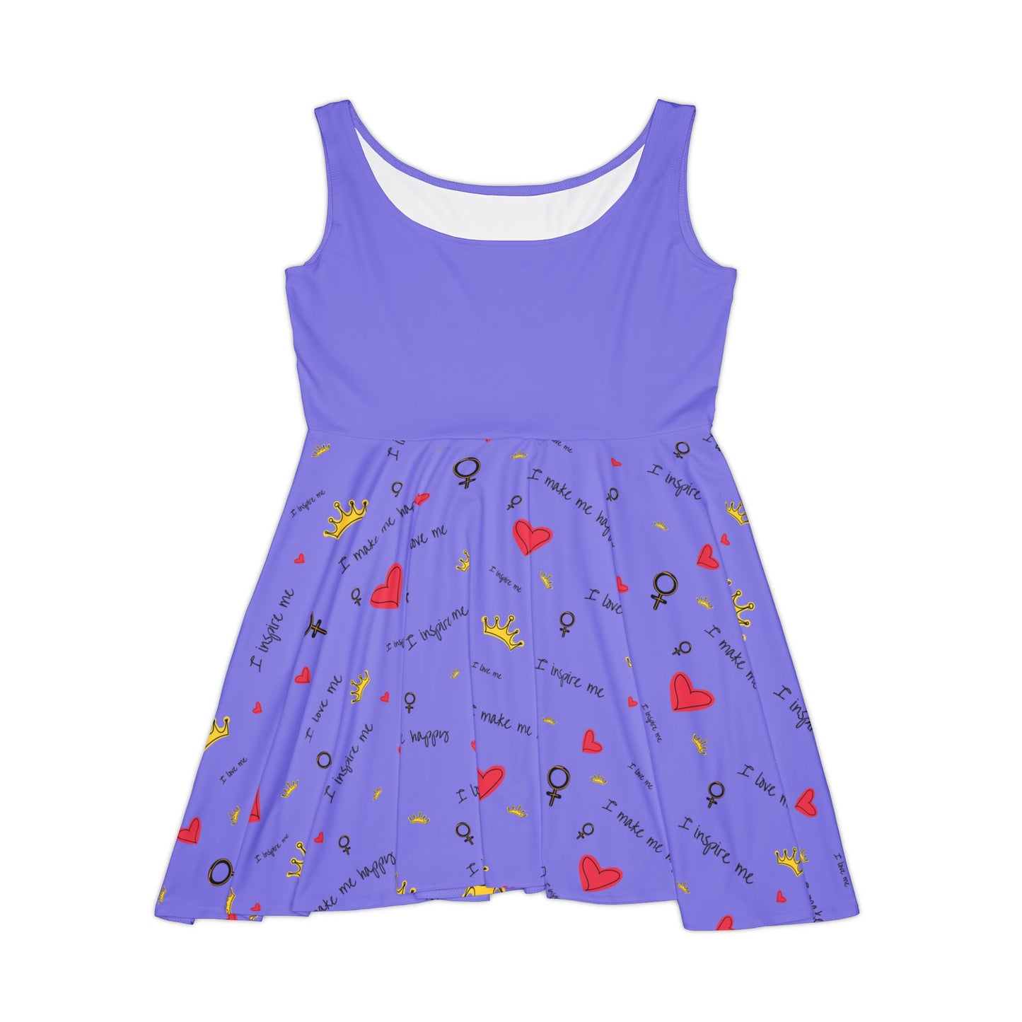 Women's Dress - Cute & Empowering 'I Love Me' Purple Skater Dress