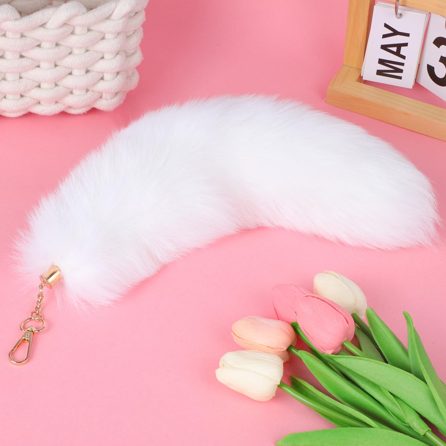 Fluffy Real Fox Fur Tail Keychain Tassel Bag Cosplay Toy Handbag Accessory Hook Pendant