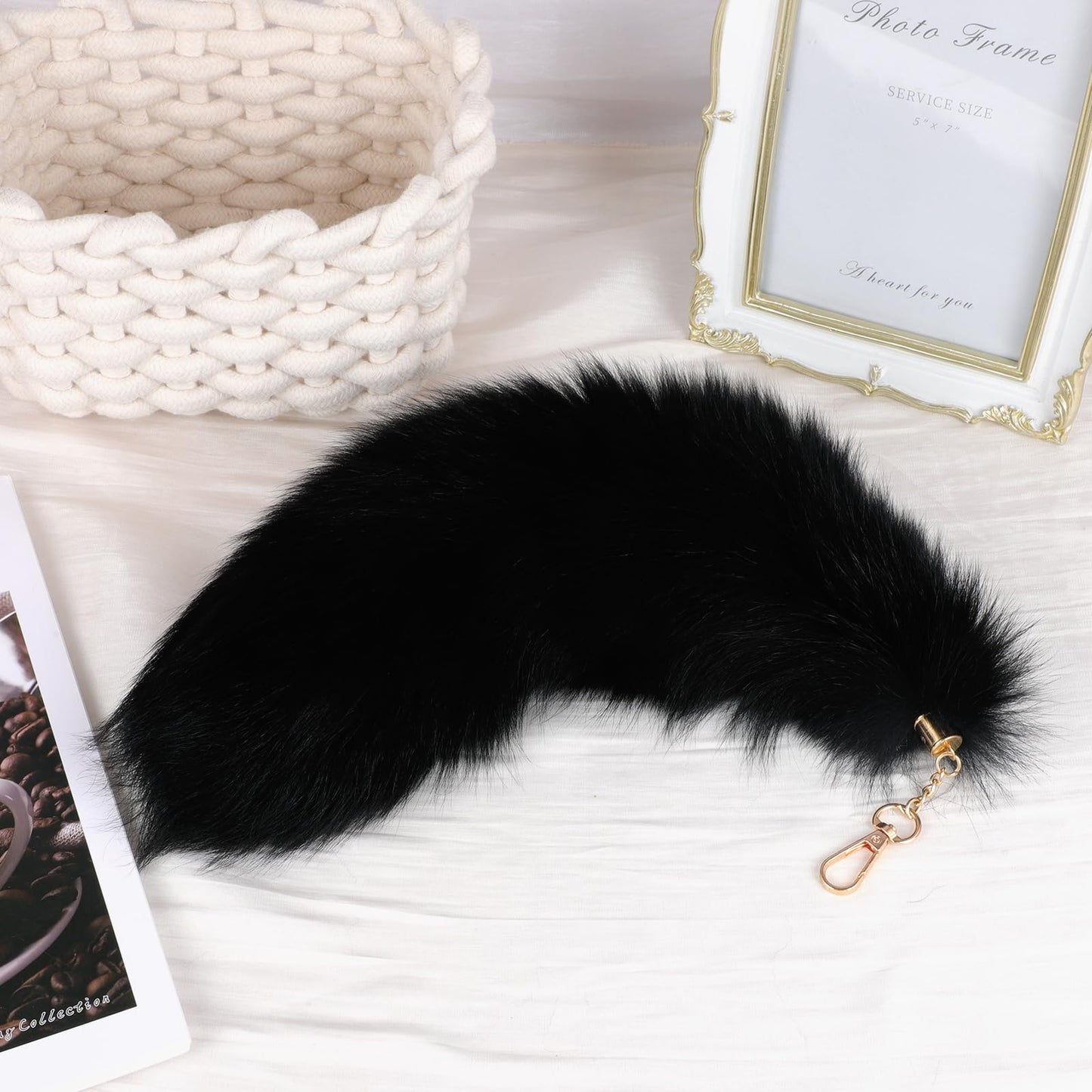 Fluffy Real Fox Fur Tail Keychain Tassel Bag Cosplay Toy Handbag Accessory Hook Pendant