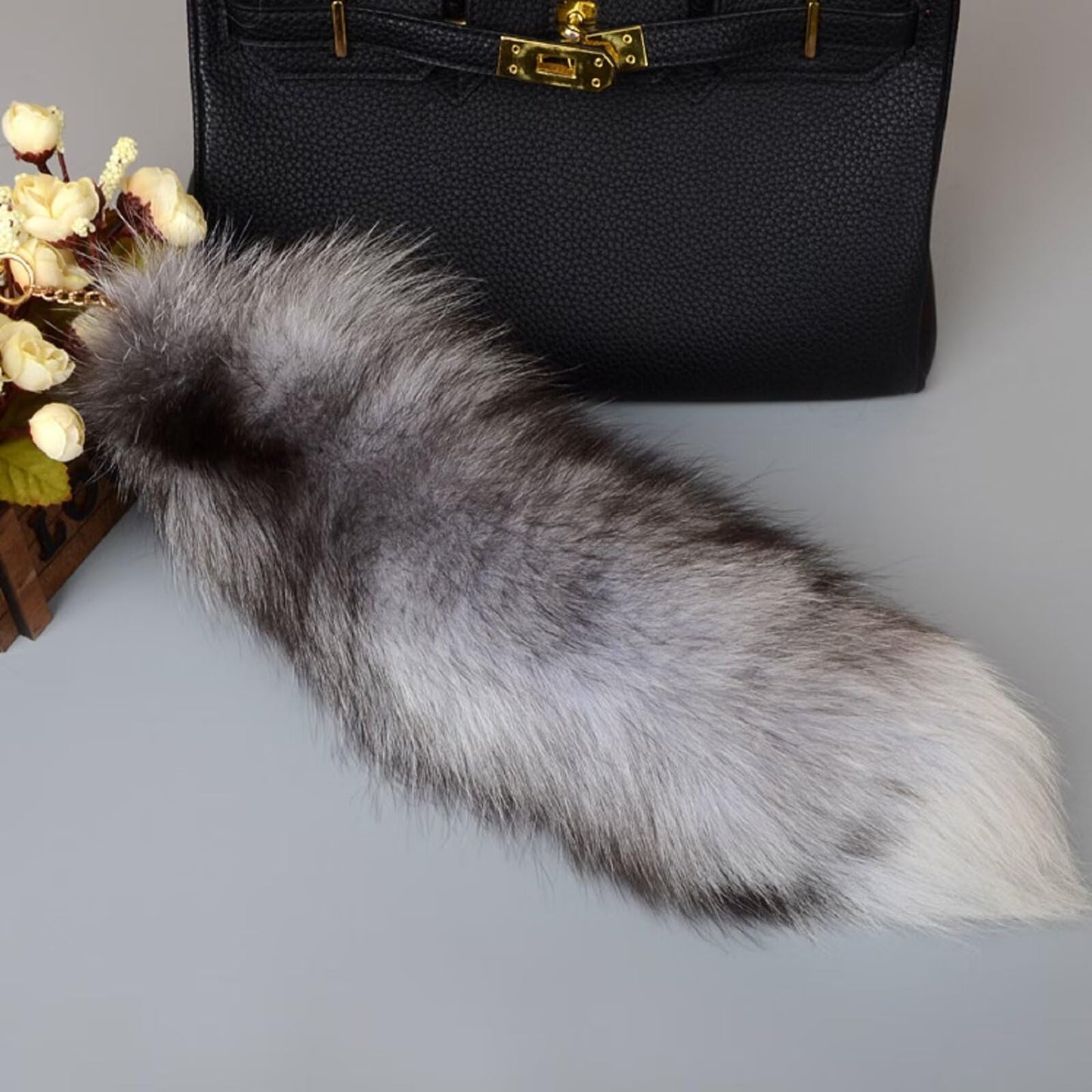 Fluffy Real Fox Fur Tail Keychain Tassel Bag Cosplay Toy Handbag Accessory Hook Pendant