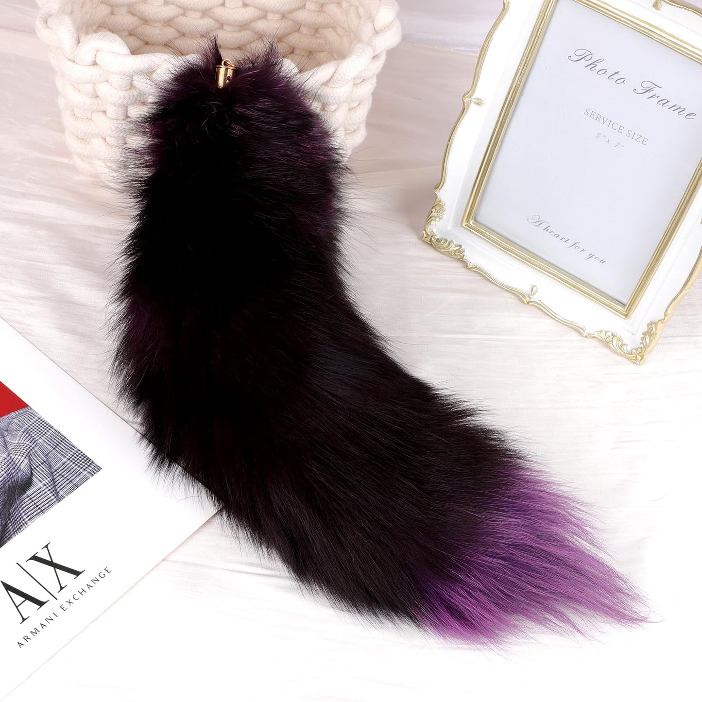 Fluffy Real Fox Fur Tail Keychain Tassel Bag Cosplay Toy Handbag Accessory Hook Pendant