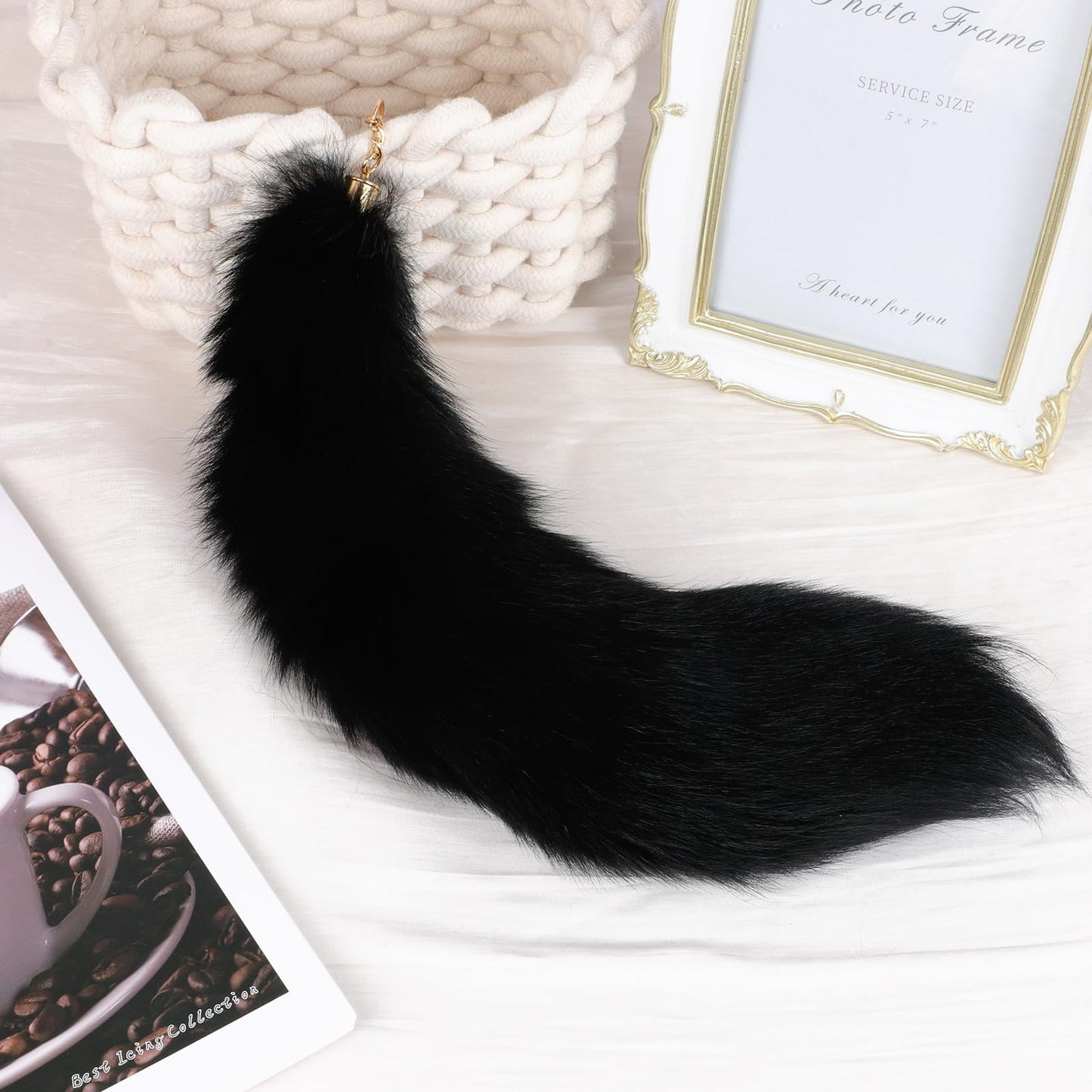 Fluffy Real Fox Fur Tail Keychain Tassel Bag Cosplay Toy Handbag Accessory Hook Pendant