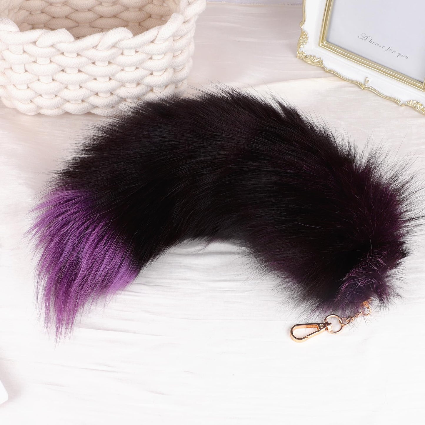 Fluffy Real Fox Fur Tail Keychain Tassel Bag Cosplay Toy Handbag Accessory Hook Pendant