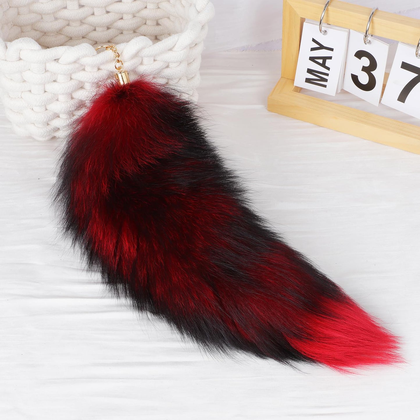 Fluffy Real Fox Fur Tail Keychain Tassel Bag Cosplay Toy Handbag Accessory Hook Pendant