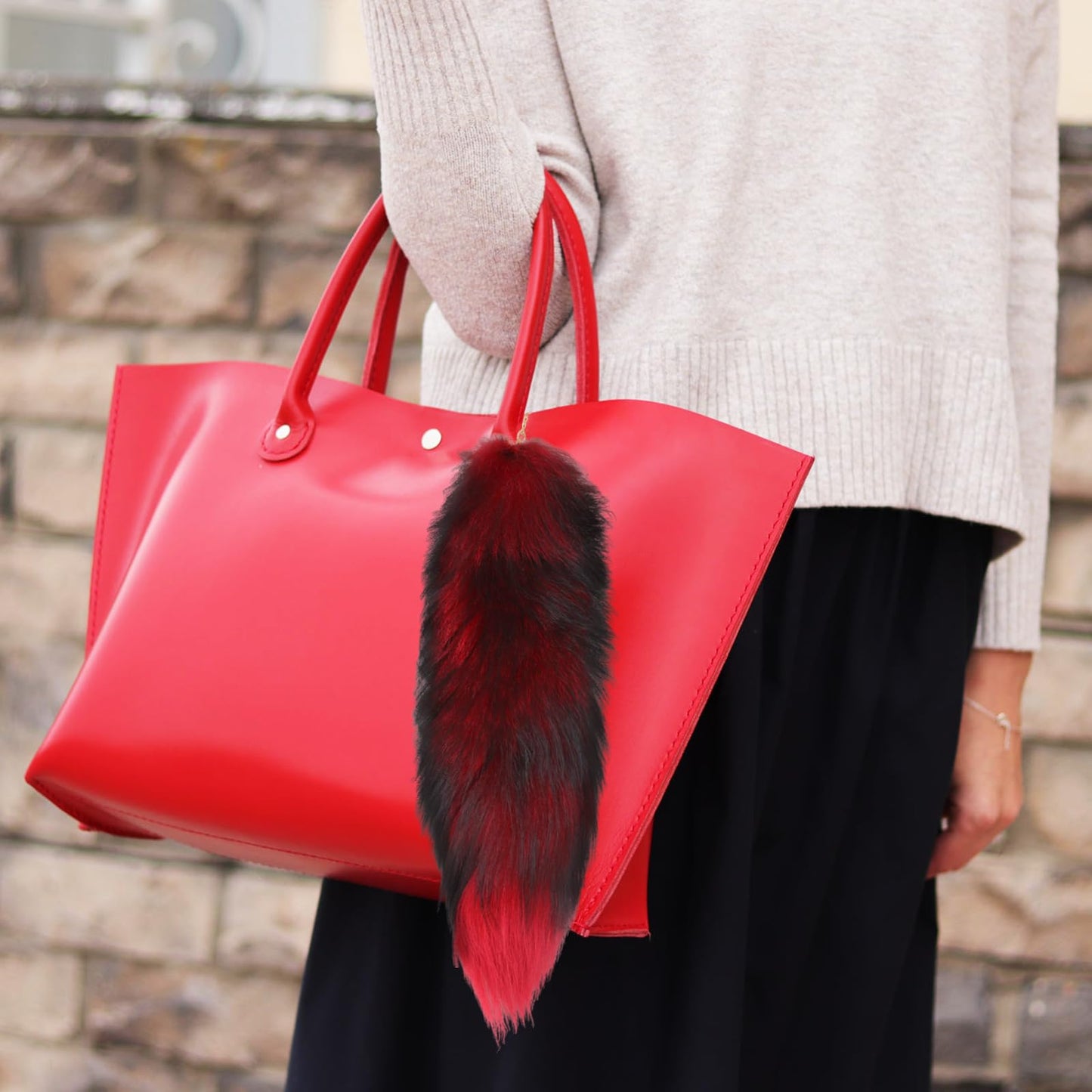 Fluffy Real Fox Fur Tail Keychain Tassel Bag Cosplay Toy Handbag Accessory Hook Pendant