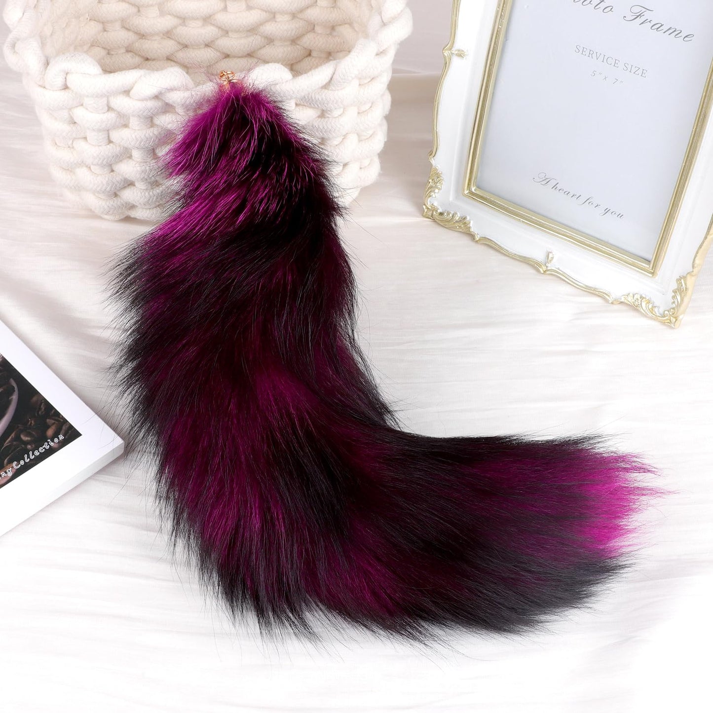 Fluffy Real Fox Fur Tail Keychain Tassel Bag Cosplay Toy Handbag Accessory Hook Pendant