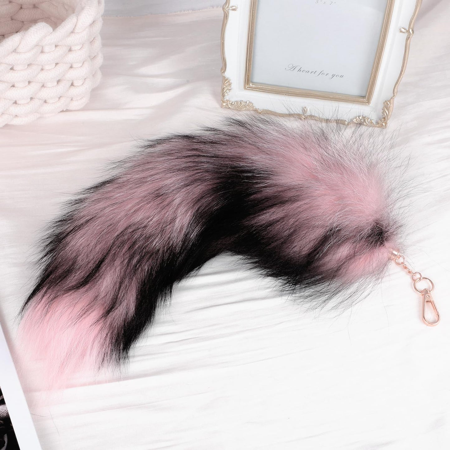 Fluffy Real Fox Fur Tail Keychain Tassel Bag Cosplay Toy Handbag Accessory Hook Pendant