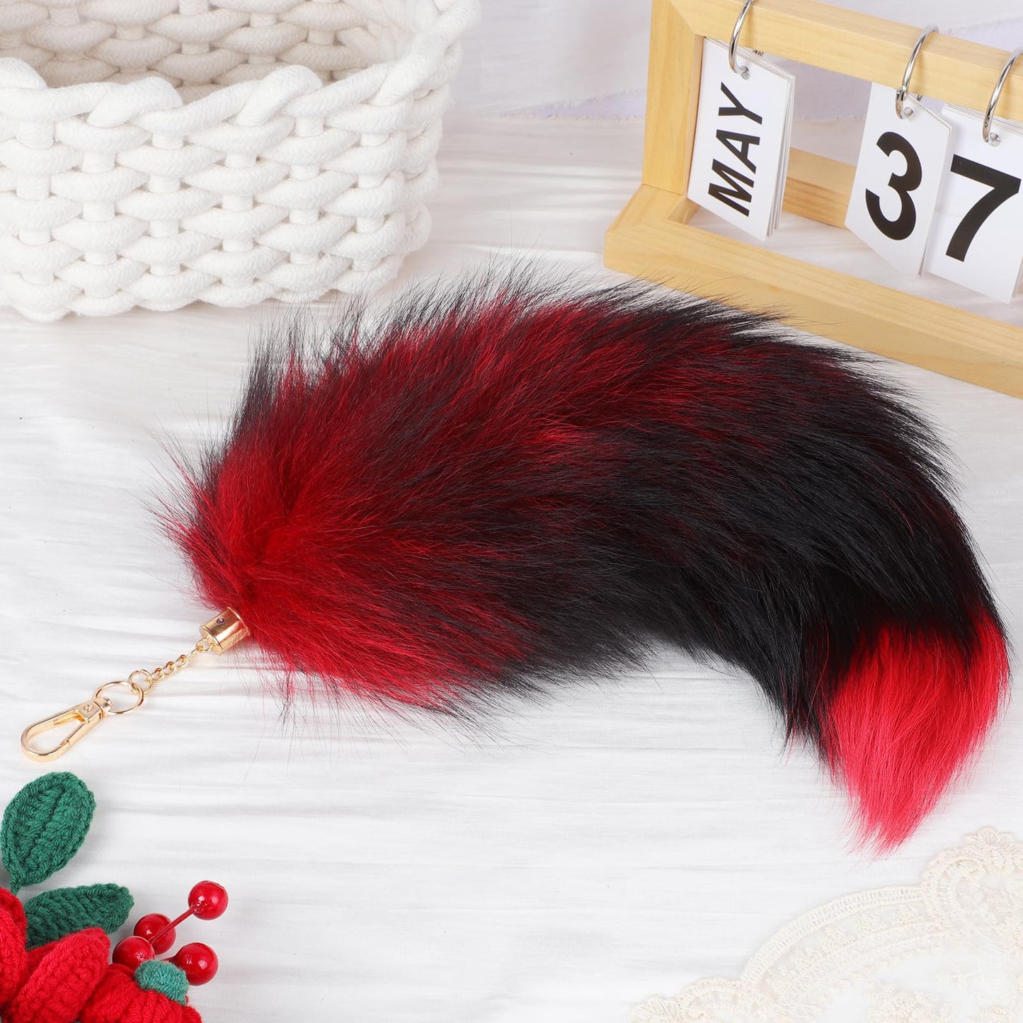 Fluffy Real Fox Fur Tail Keychain Tassel Bag Cosplay Toy Handbag Accessory Hook Pendant