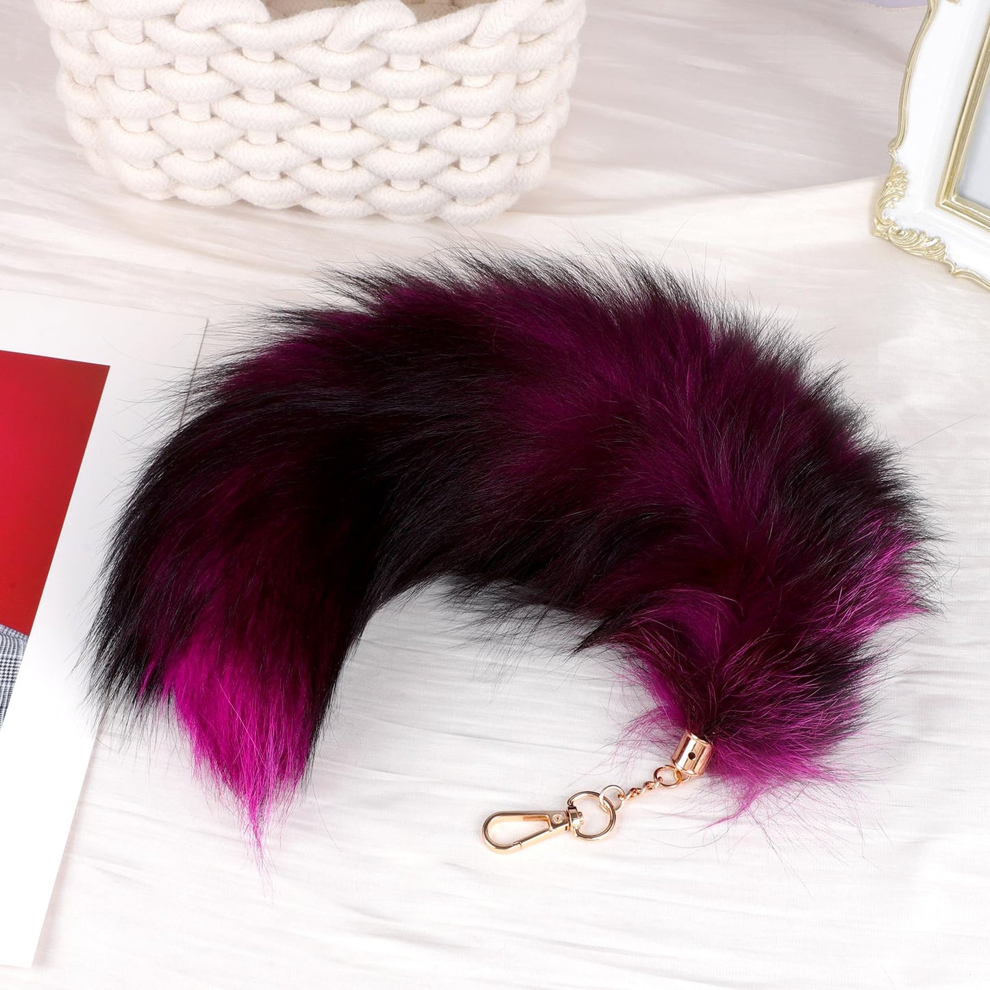 Fluffy Real Fox Fur Tail Keychain Tassel Bag Cosplay Toy Handbag Accessory Hook Pendant