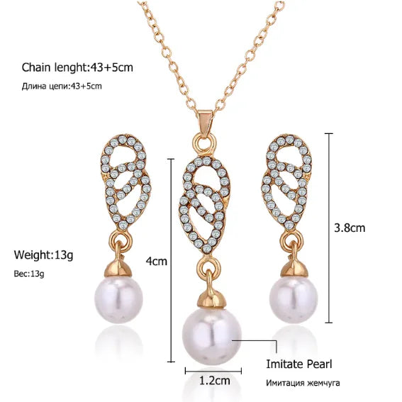 Double ring pearl necklace set